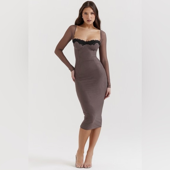 HOUSE OF CB Seraphina Smoke Corset Dress Large - Picture 6 of 13